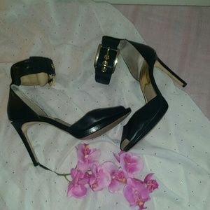 Michael kors black leather strap heels